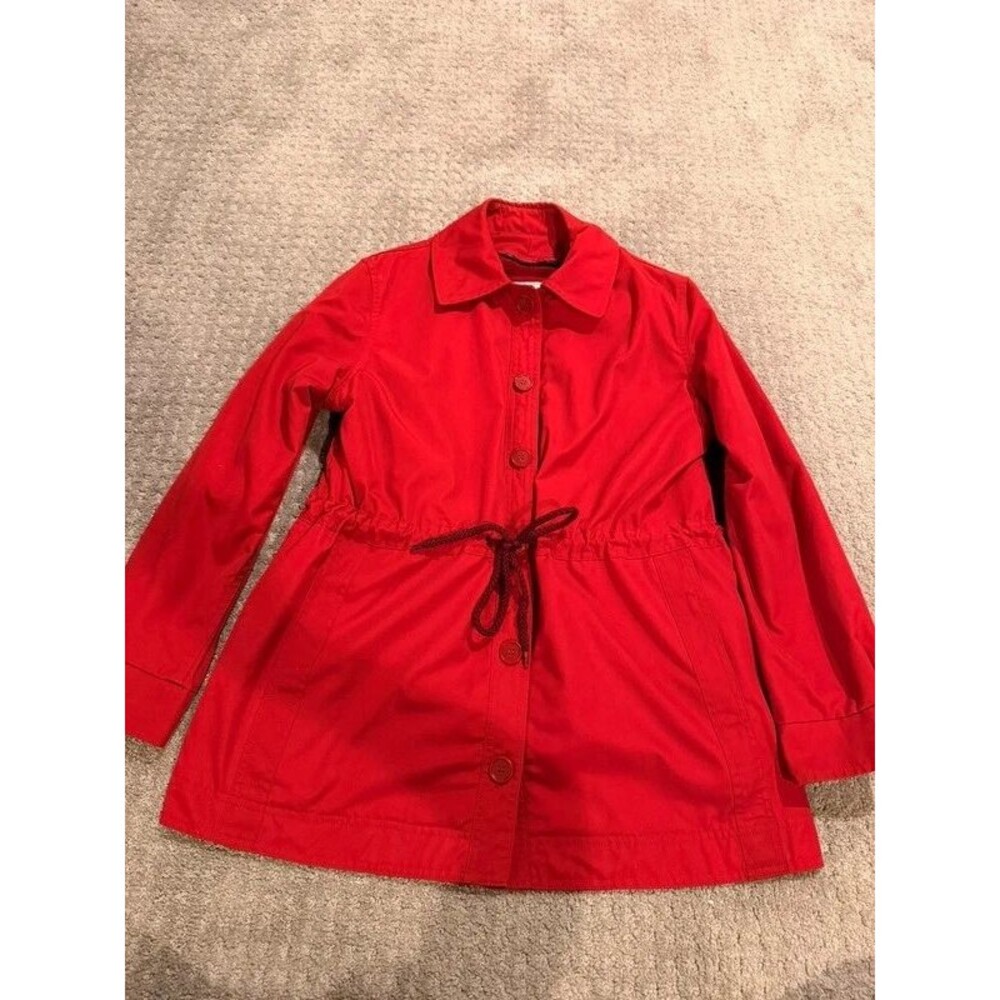 Vintage London Fog Red Rain Coat Jacket Drawstring Waist Womens Size 12 Reg